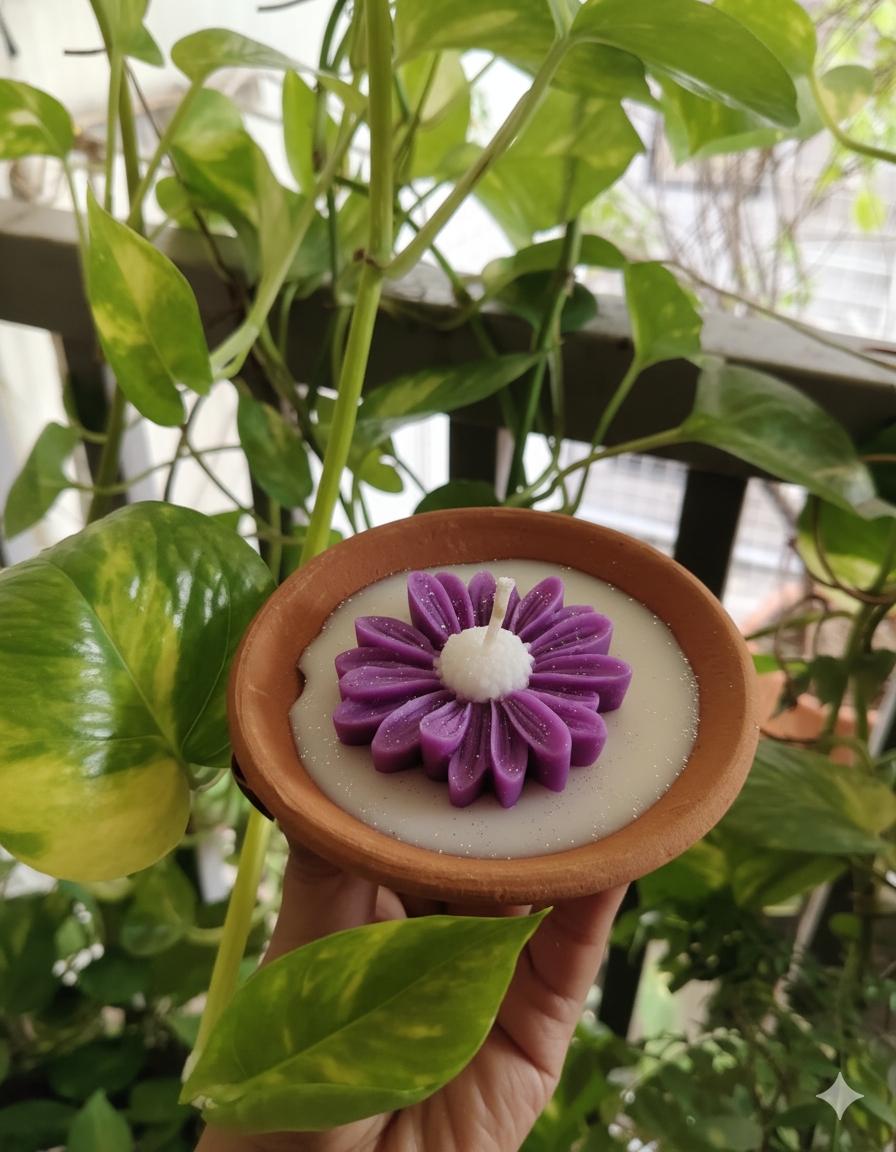 Terracotta Diya Candle- Scented Candle