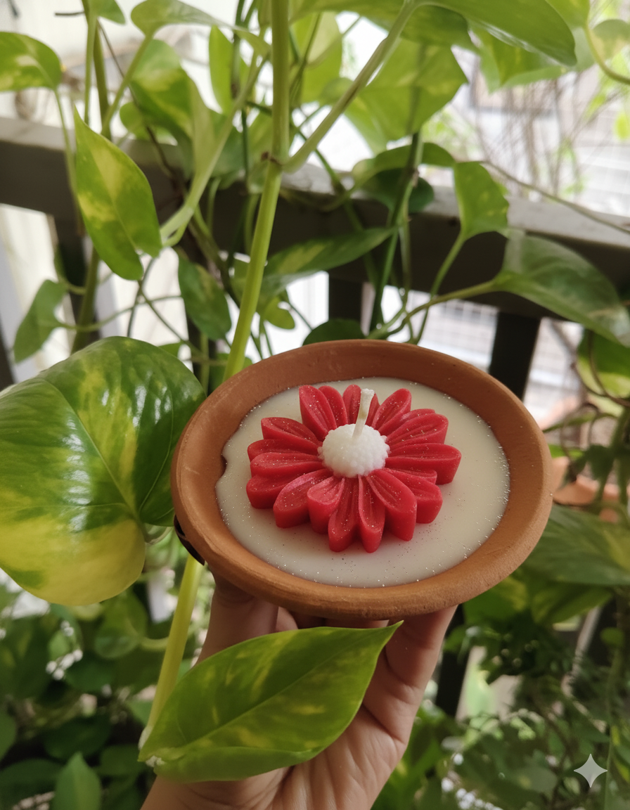 Terracotta Diya Candle- Scented Candle